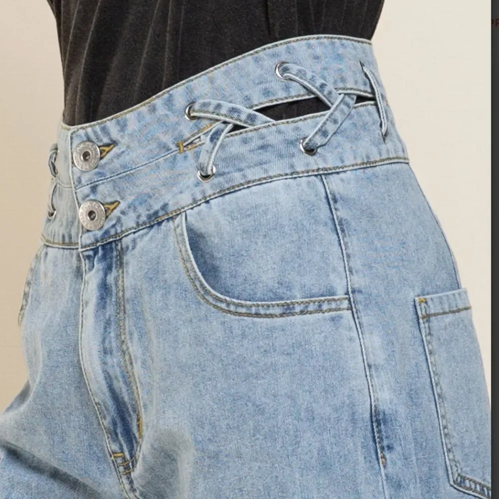 POL jeans POL pants CUT SMALL fit 6-8 Distressed Cuffed Wide-Leg Cropped Jeans
